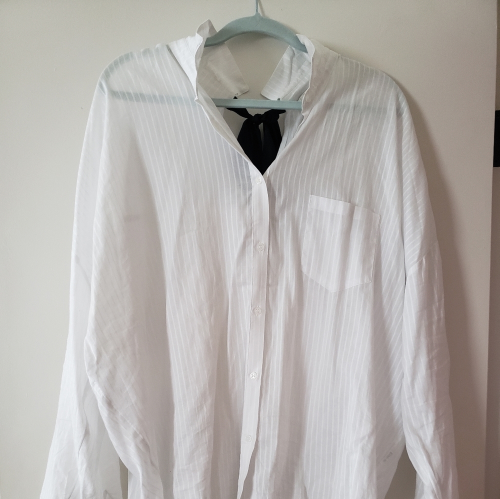 High Low Hem Tie Back Neck